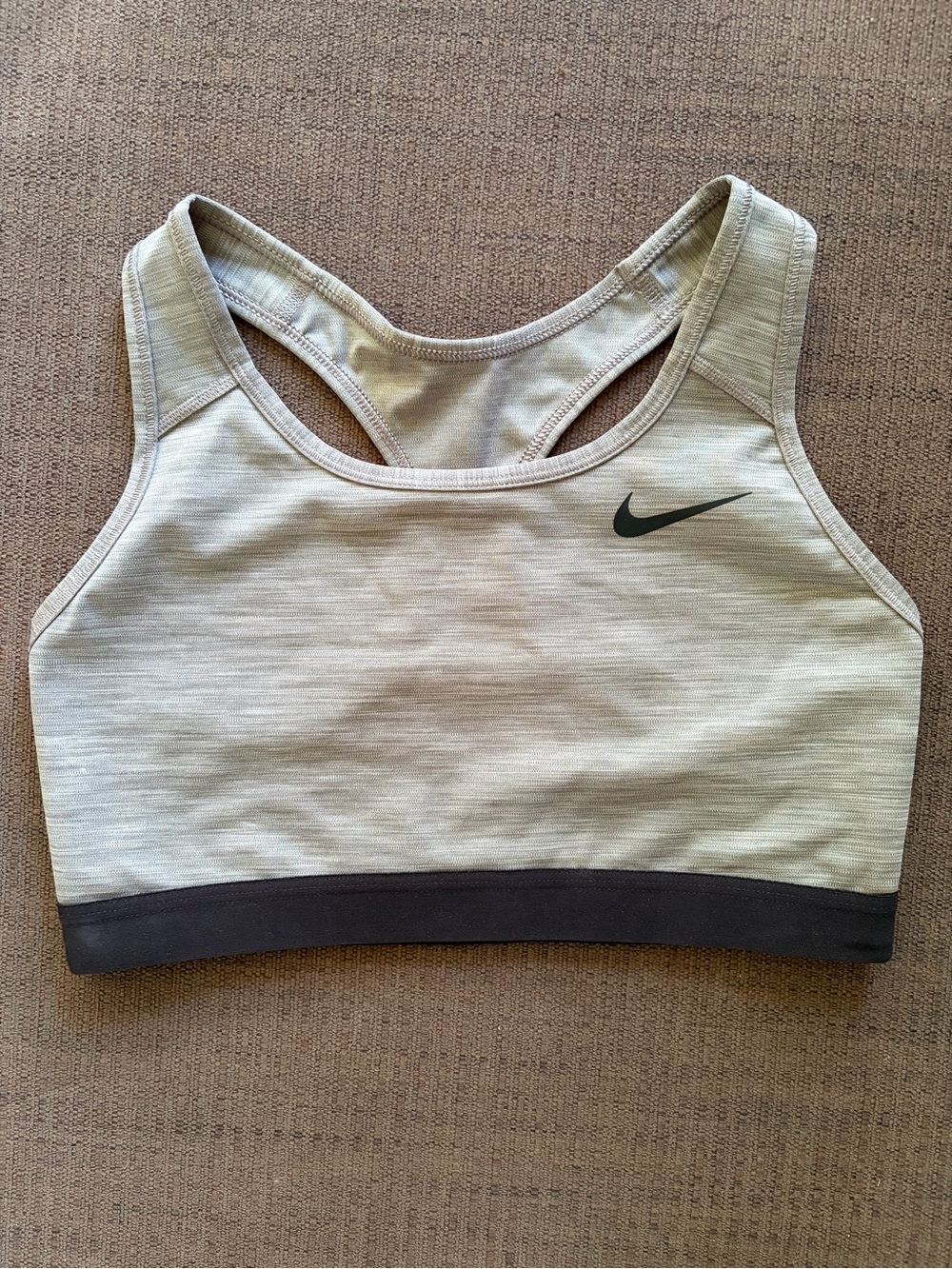 Nike Light Beige Racerback Sports Bra with Dark Contrast Band